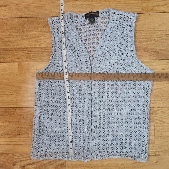 VTG Y2K Lisa Original Sweater Vest Sz Medium Womens Silver Sparkle Fairy Glitter - Picture 8 of 10